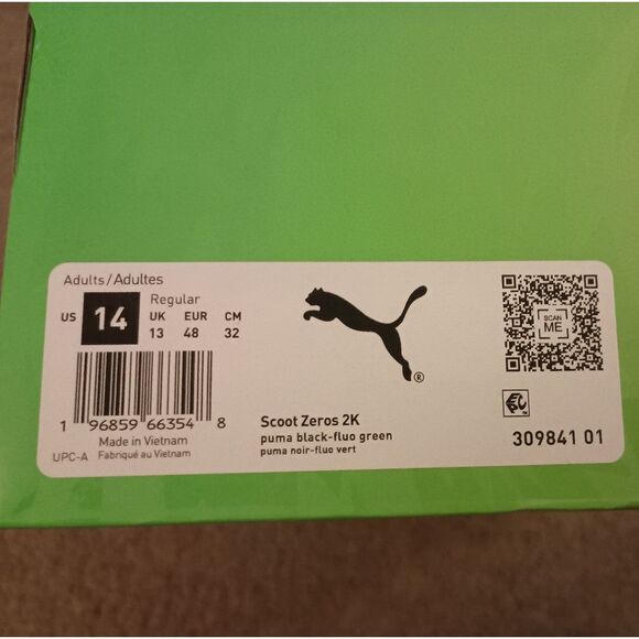 Puma Scoot Zeros 2K PUMA Black/Fluo Green 309841-01 Basketball Mens Sz 14 NIB - Picture 9 of 9